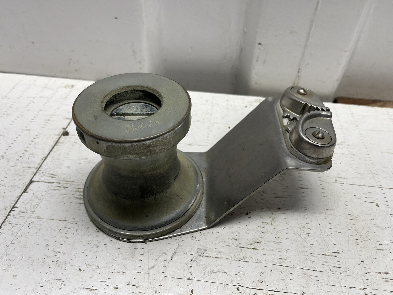 Vintage South Coast Sailboat Winch With It’s Can Cleat Bracket