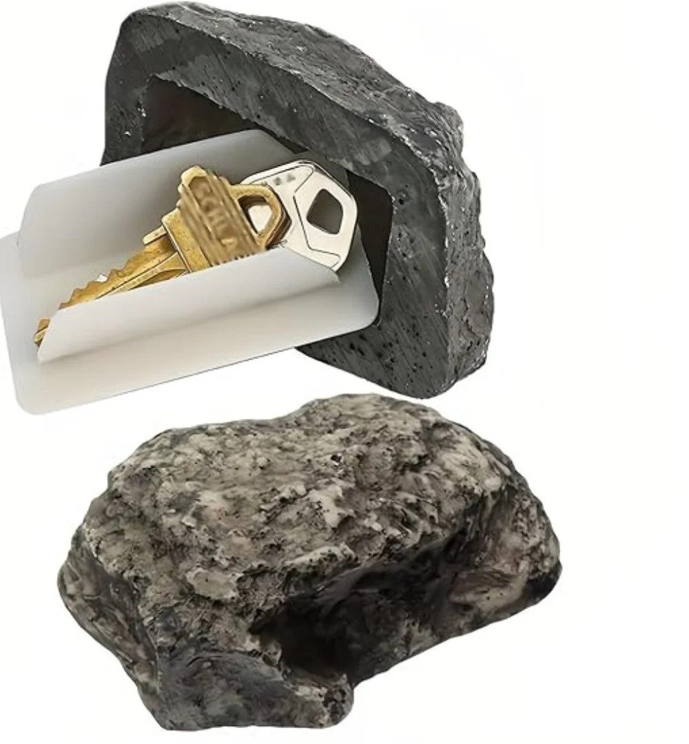 Outdoor Hidden Key Holder Box Stone Shape Secret Storage Garden Decoration