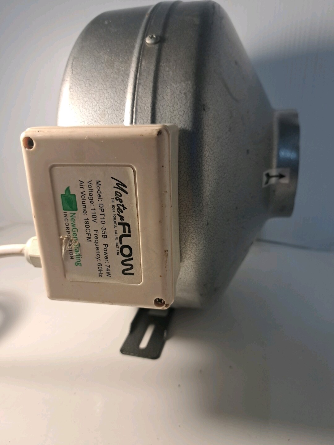 "Master Flow"  In Line Can Fan ,Duct Fan  Mod# DPT10-35B ,74W,110V, 190CFM