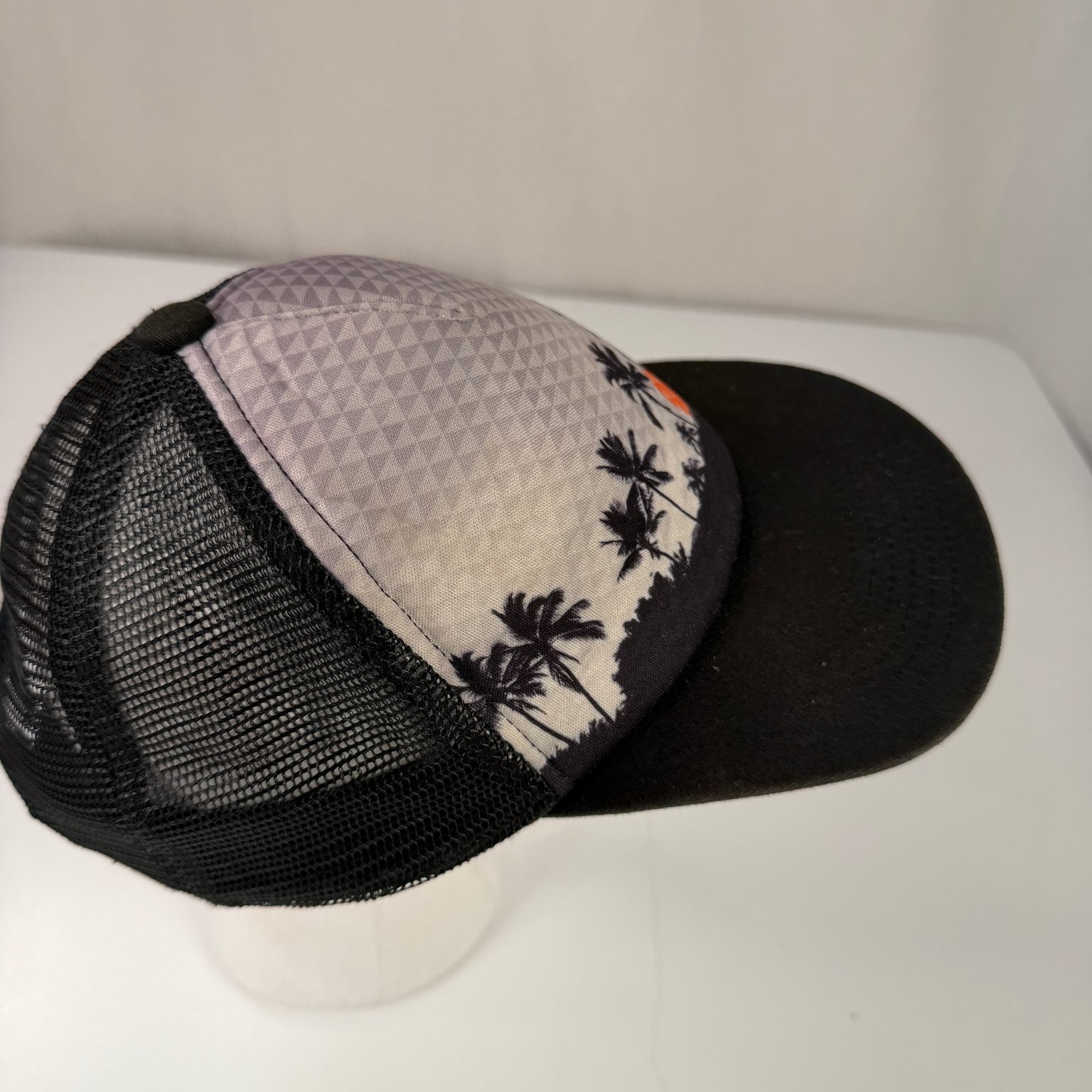 Boys Trucker Hat Black Grey Orange Palm Tree Sunset Mesh Snapback Adjustable