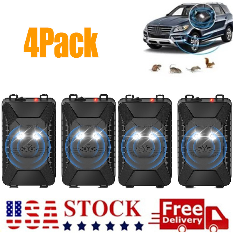 4 Pack Ultrasonic Rodent Repellent for Car Engines Under Hood Animal Repeller