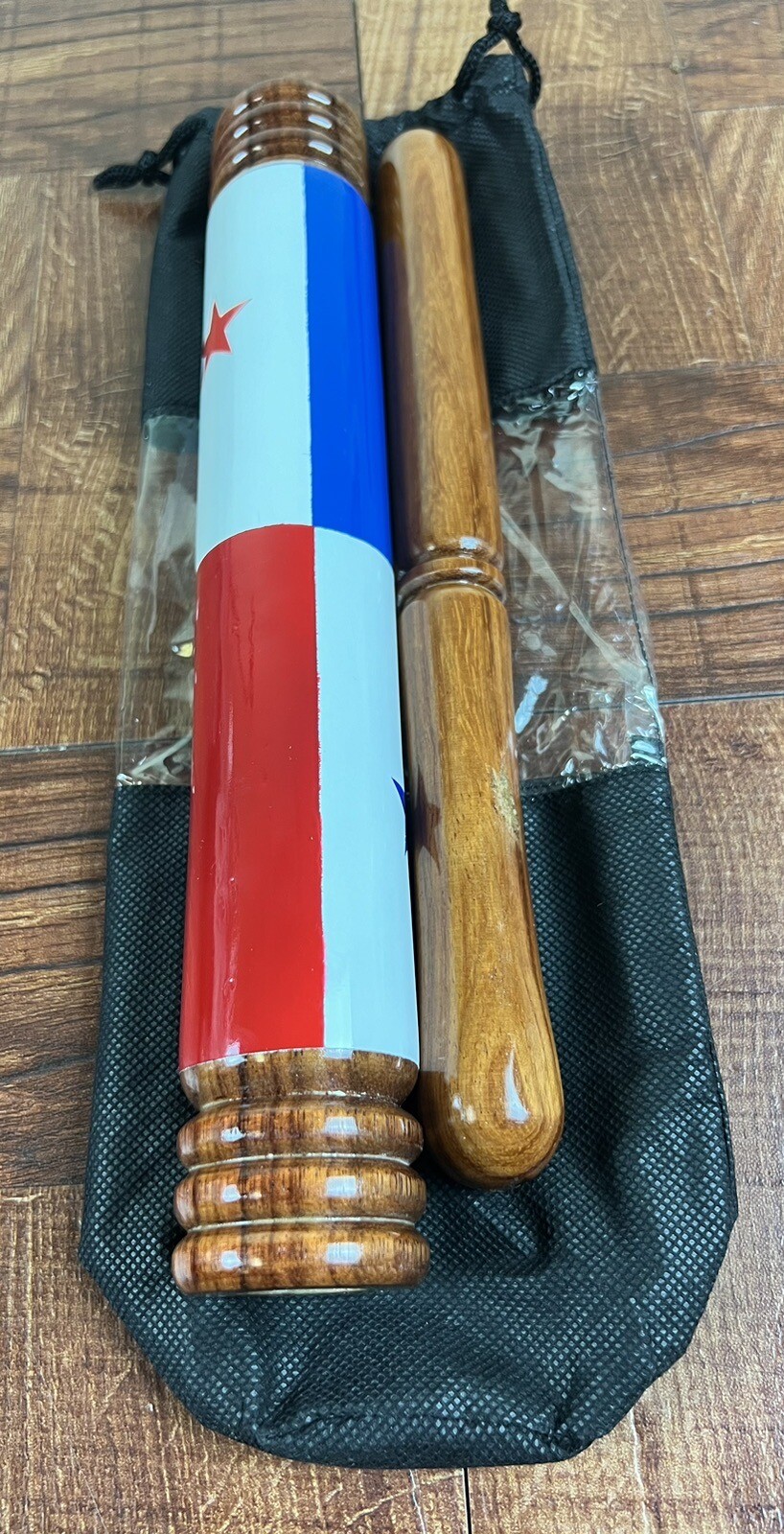 Claves Profesional De Madera 12” Con Panama Flag Design Bag Included