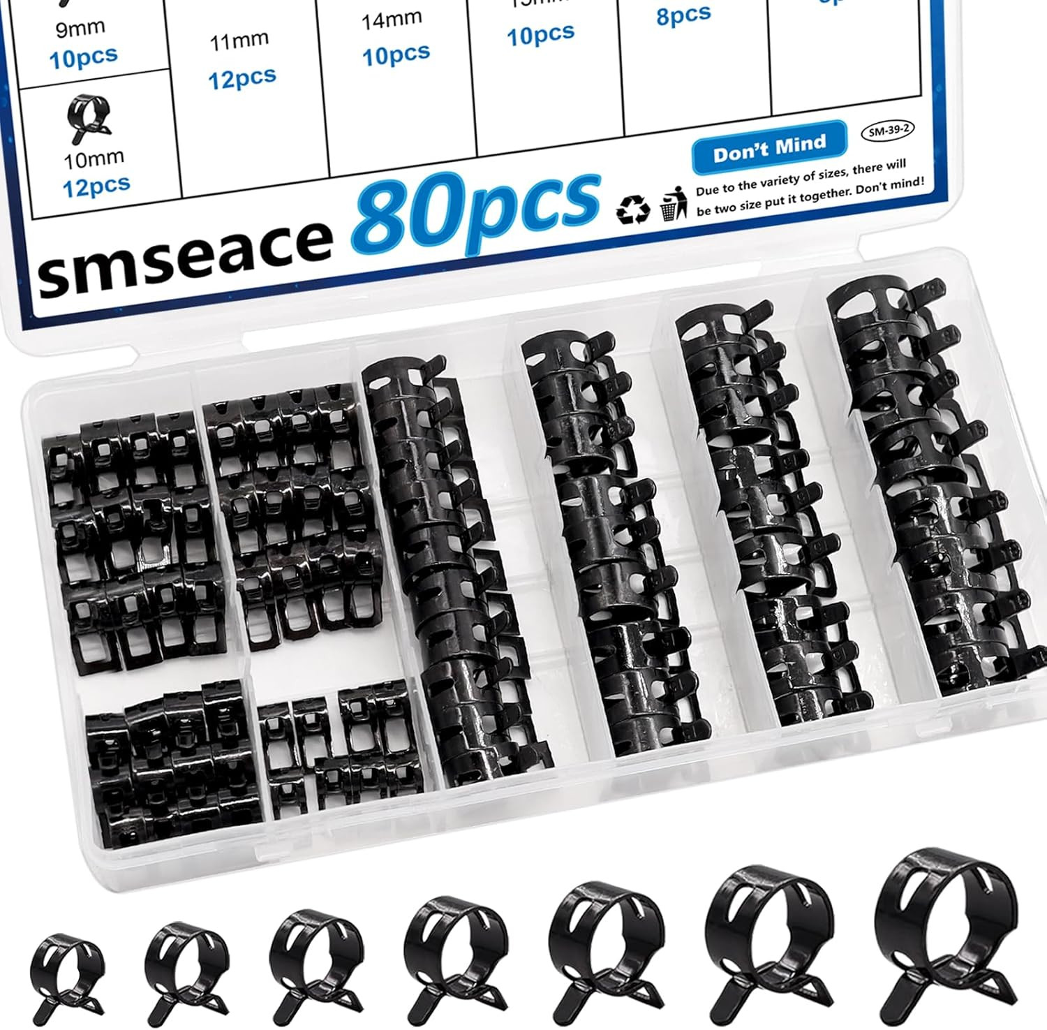 80 Spring Hose Clamps 7-18Mm Constant Tension for Fuel Line Vacuum Air Hose clip
