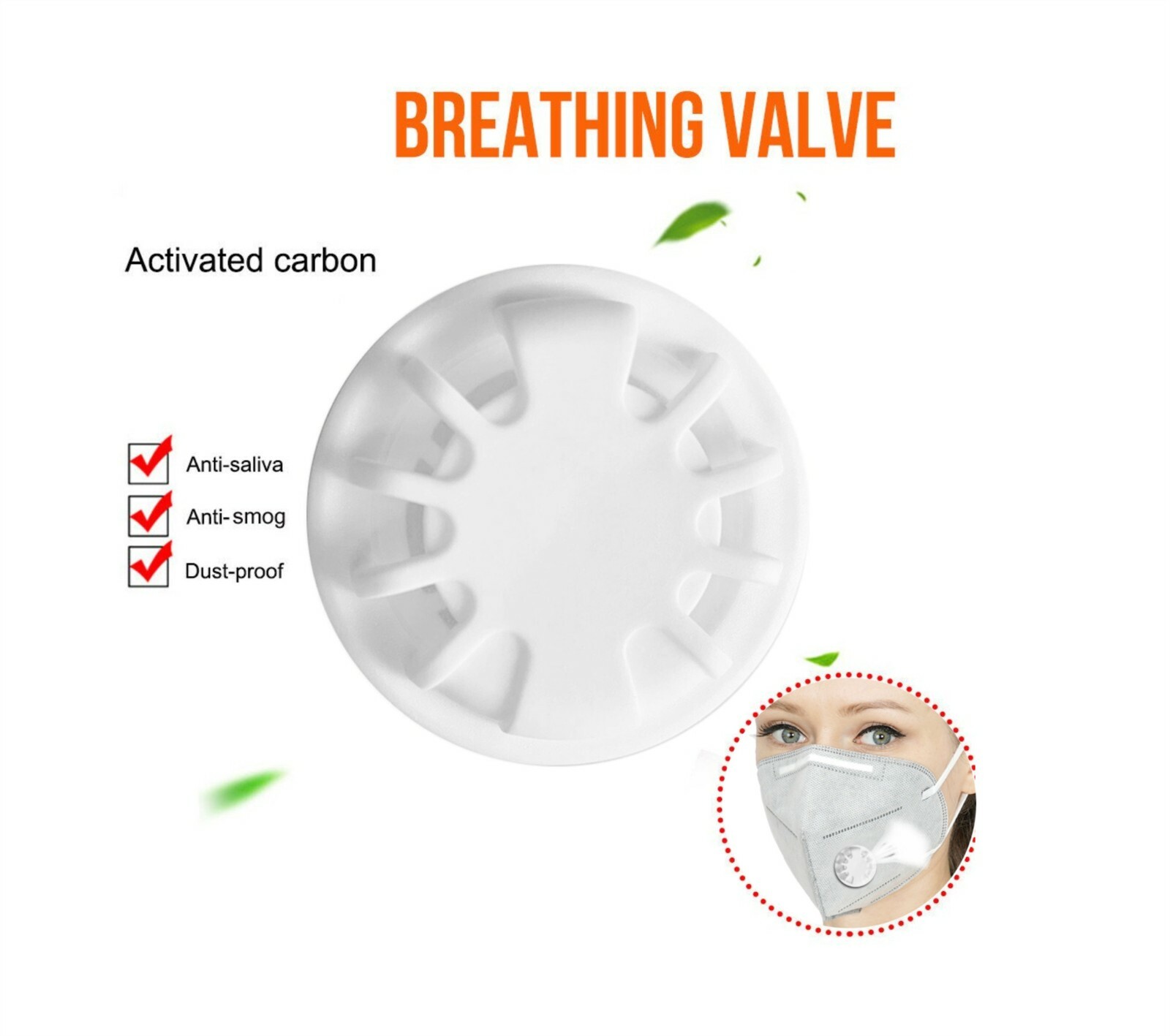 Face Mask Round Dynamic Breathing Valves ( White )