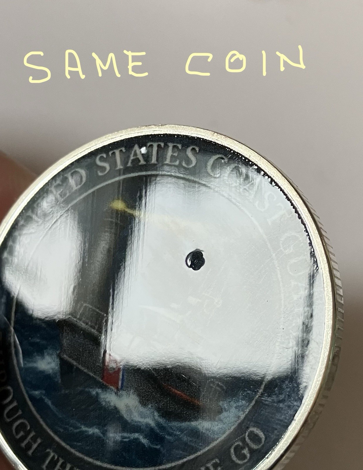 US Coast Guard Imperfect Coin-Silver Colored-2D-super Small Bumps-Random