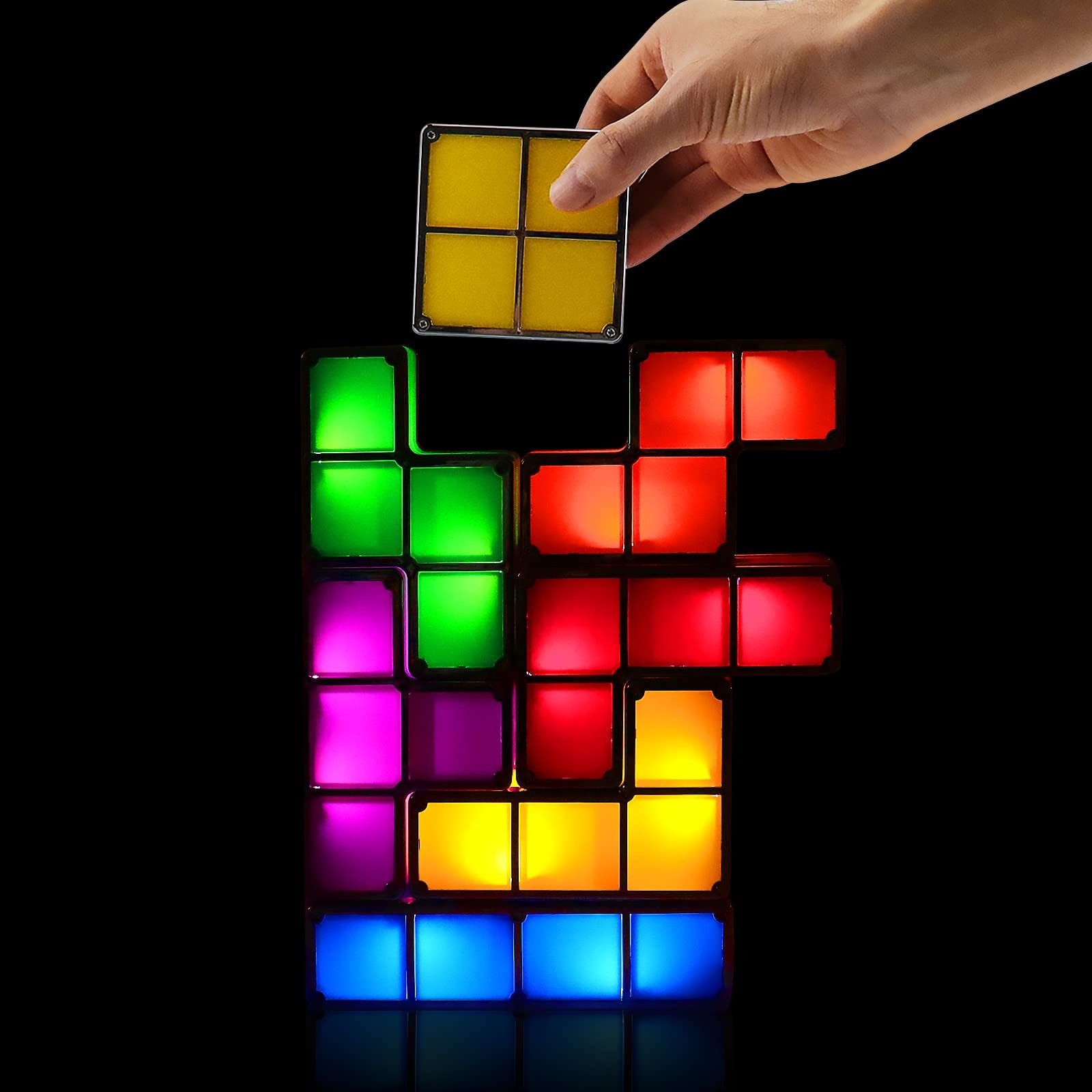 Night Light,DIY Stackable LED 7 Colors Interlocking Induction Novelty Desk La...