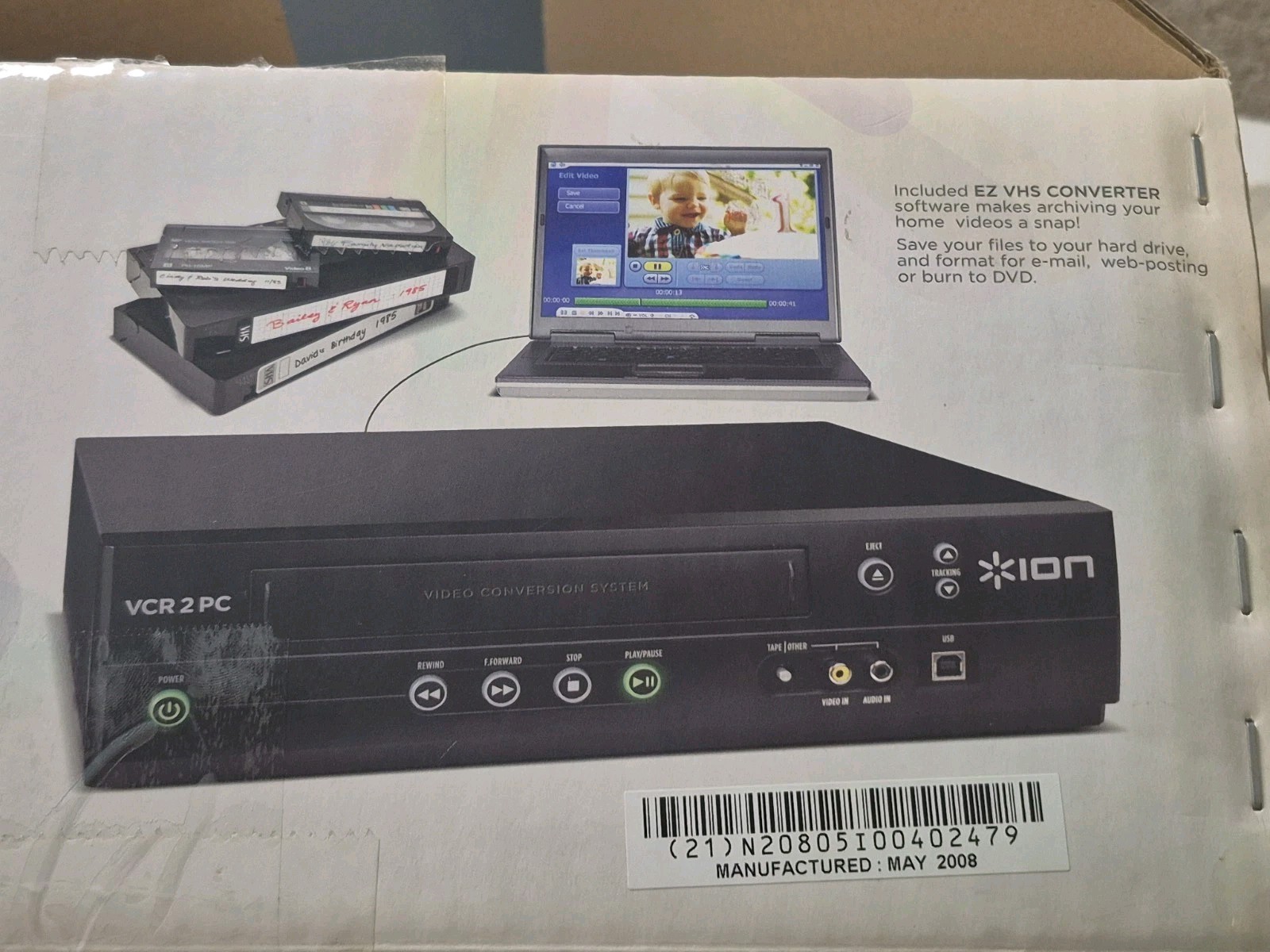 ION VCR 2 PC USB VHS Video to Computer Conversion System