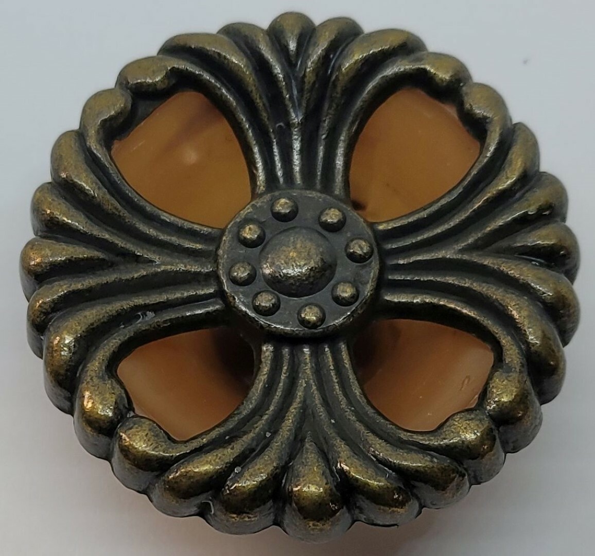 2" Round Bakelite Zinc Diecast Waterfall style knob pull mid century modern rust