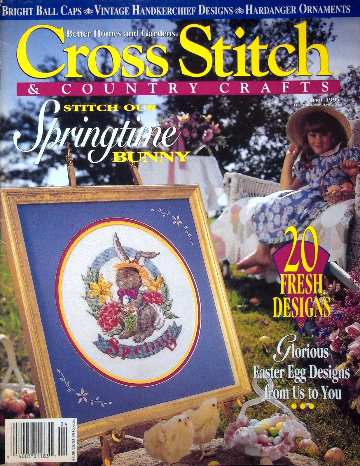 20 FRESH DESIGNS - CROSS STITCHING, APRIL 1994 HAND EMBR PATTERNS & MAGAZINES
