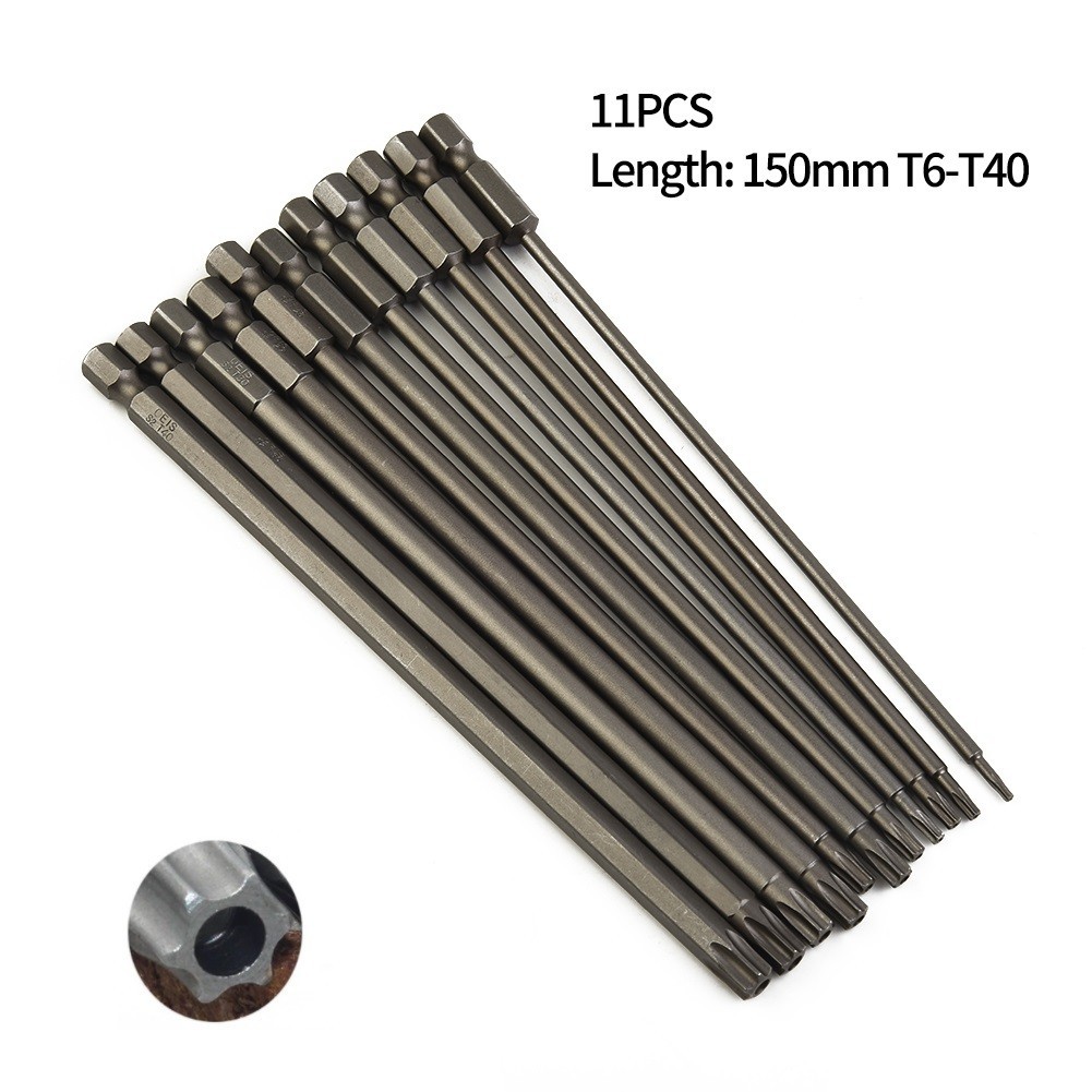 Screwdriver Bit-T40 Tool 1/4 Inch Tools 11 Piece 11pcs 150mm 6.35mm