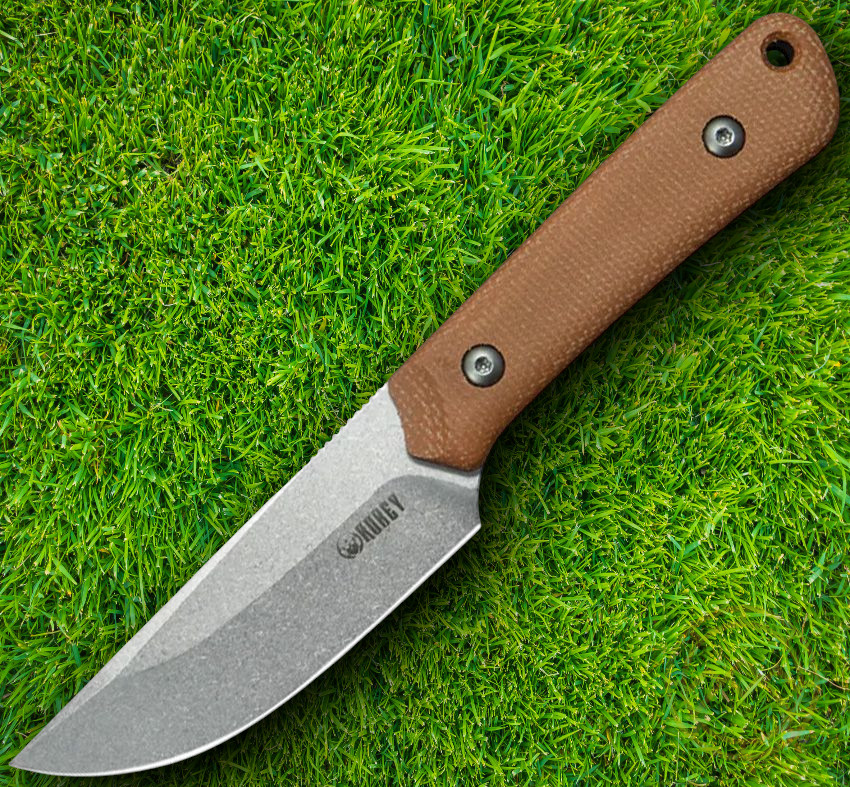Kubey Thorn Fixed Knife 2.88" 14C28N Sandvik Steel Blade Brown Micarta Handle