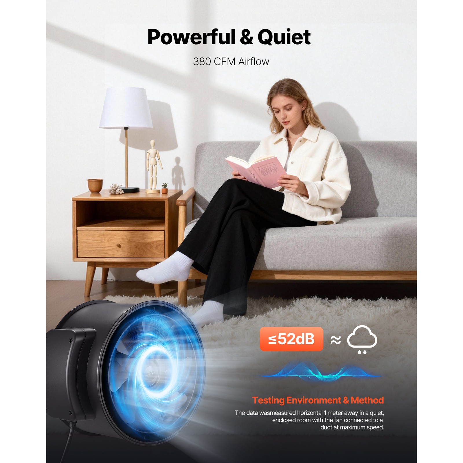 Uimoso 6-inch Inline Ventilation Fan, 380CFM Quiet Operation Efficient AC Motor