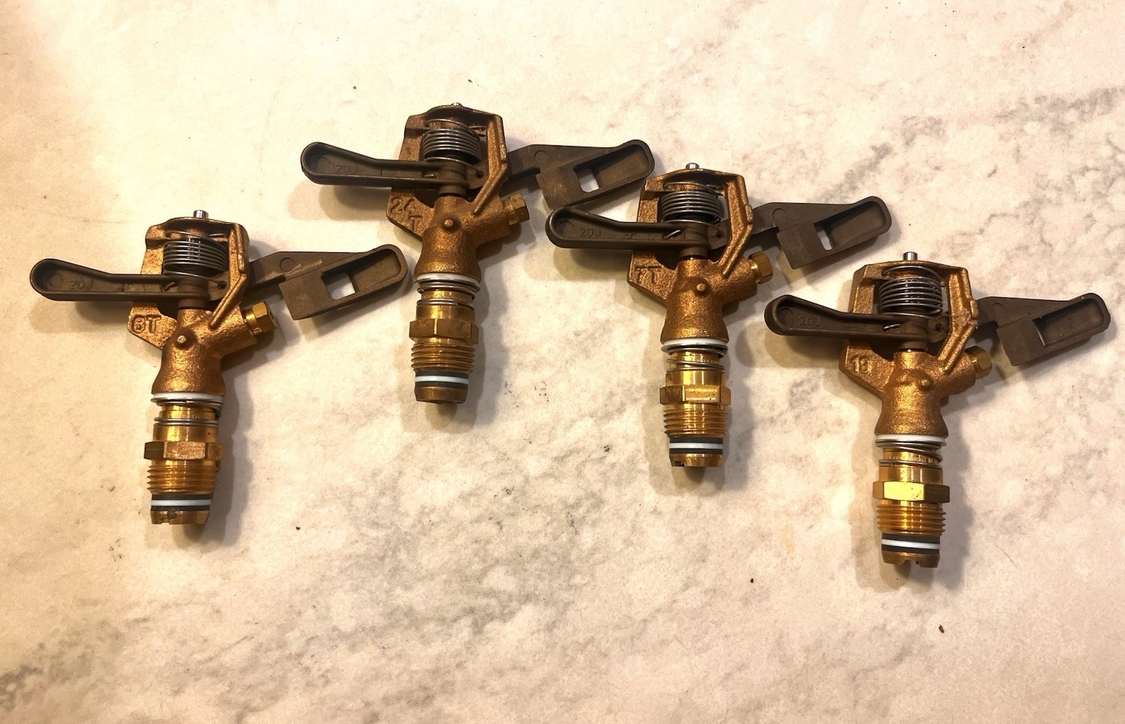 Rain Bird 1/2" 20J Brass Impact Sprinkler-Nozzle.. Lot of 4