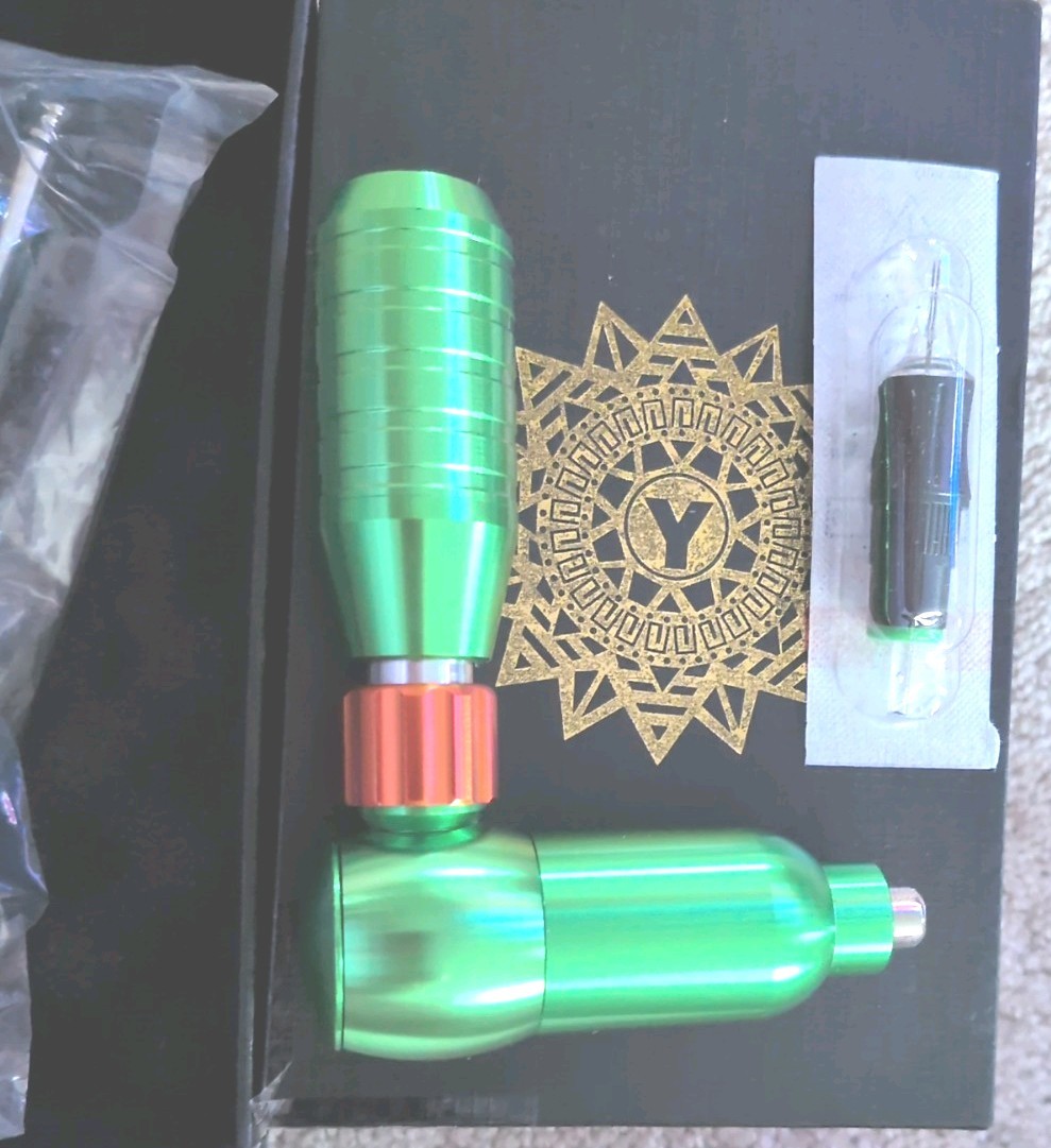 Professional No Noise Tattoo Machine Green Aluminum Lightweight Durable NEW