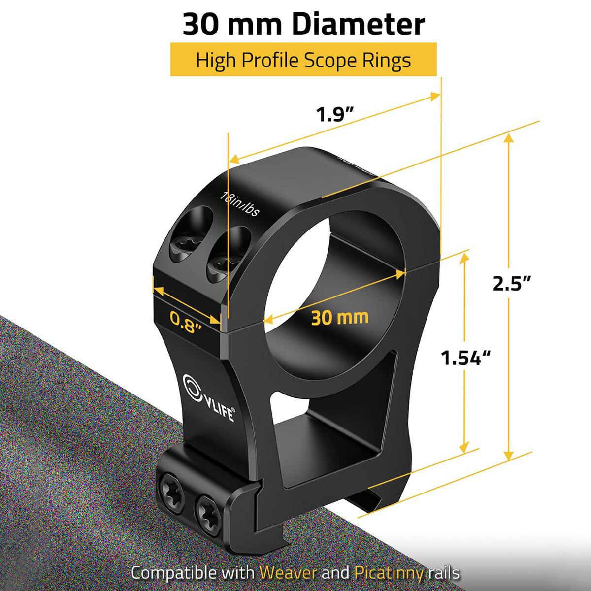 2Piece CNC Scope Rings 30MM for Picatinny/Weaver Rail Mount - Extra High Profile