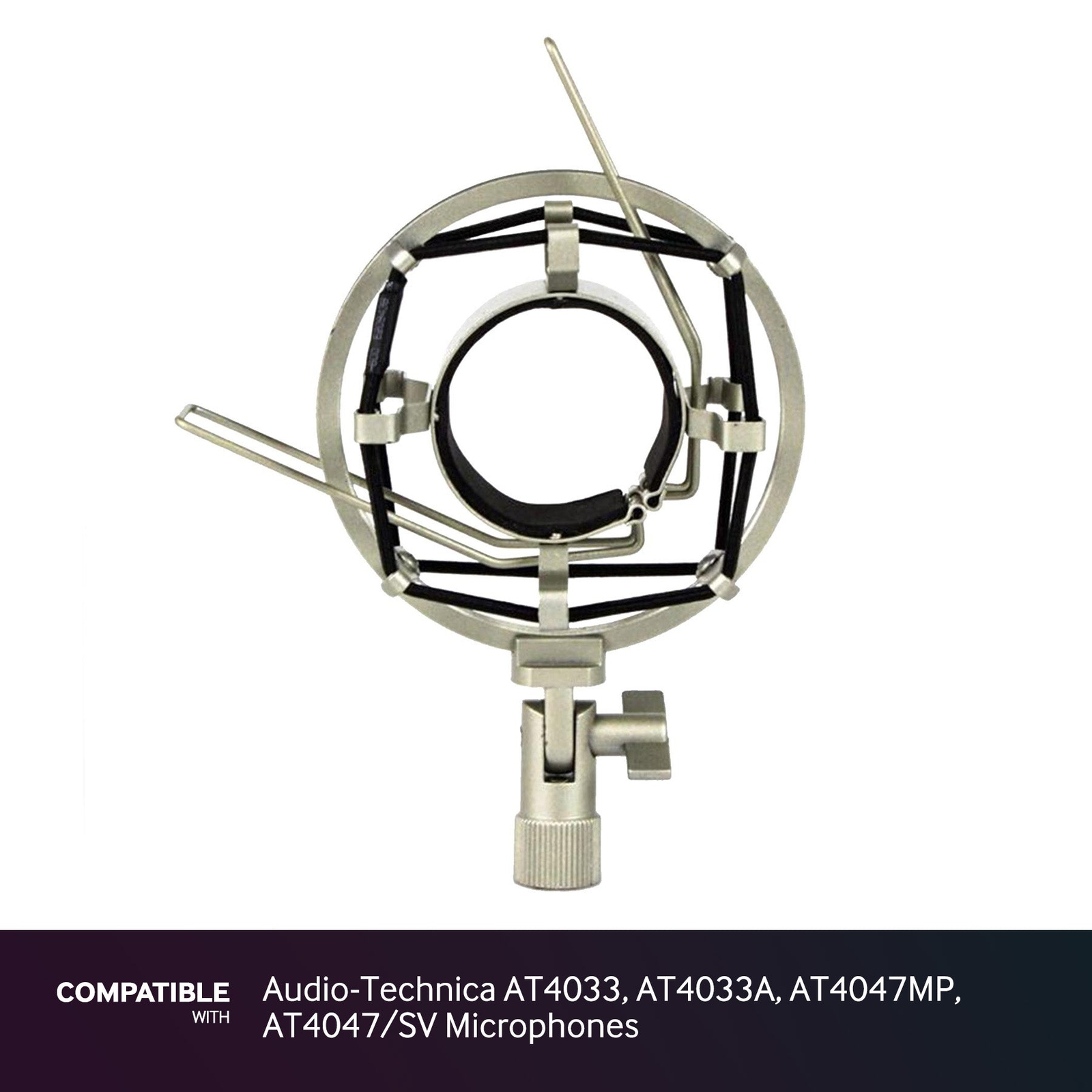 Silver Shock Mount fits Audio-Technica AT4033, AT4033A, AT4047MP, AT4047/SV