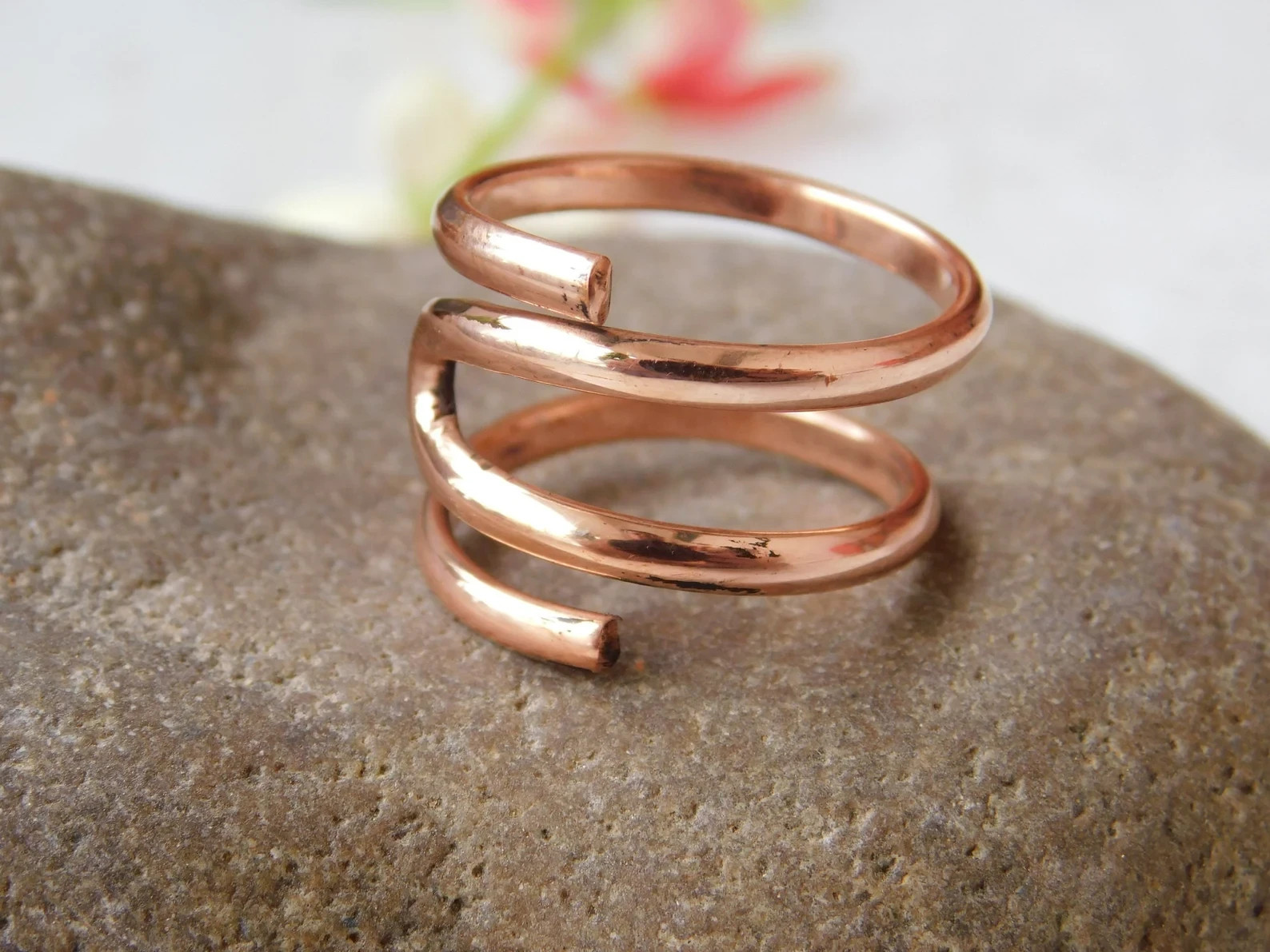 Solid Copper Minimalist Healing Ring Handmade Unisex Thumb Ring