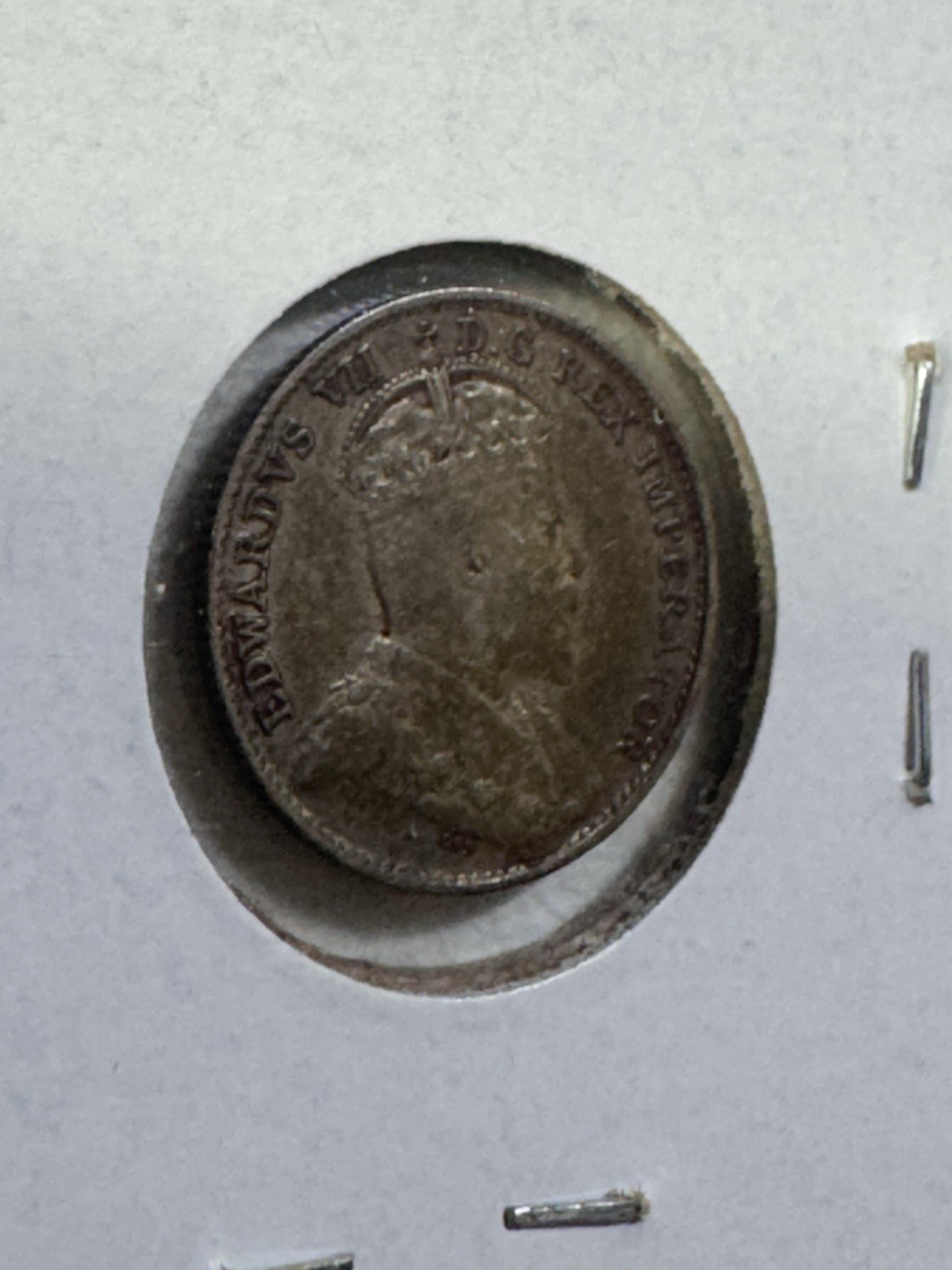 1907 Canada 5 Cents Small Silver Coin Cleaned