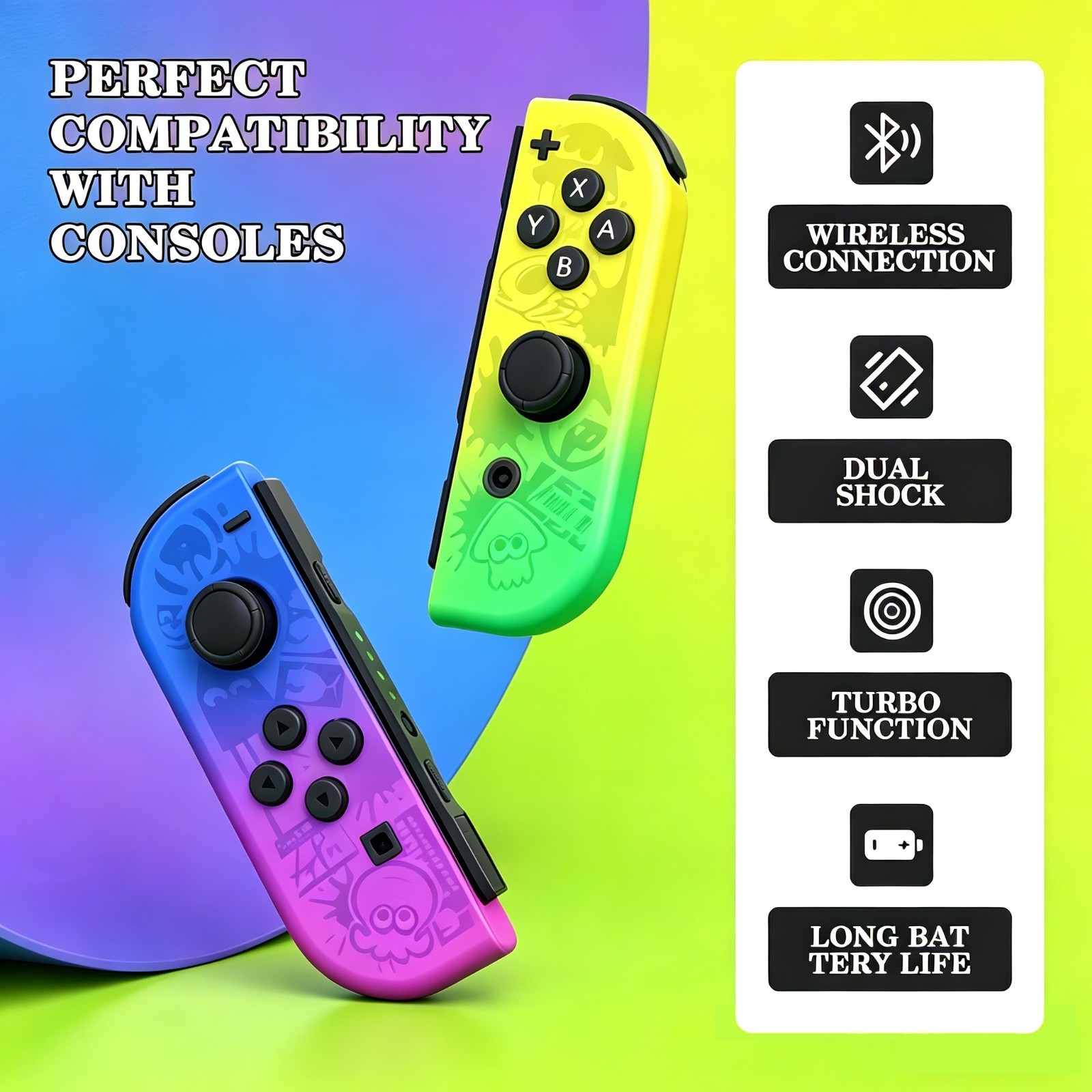 Wireless Dual Game Controller Pair Motion Sensor Rechargeable Gamepad