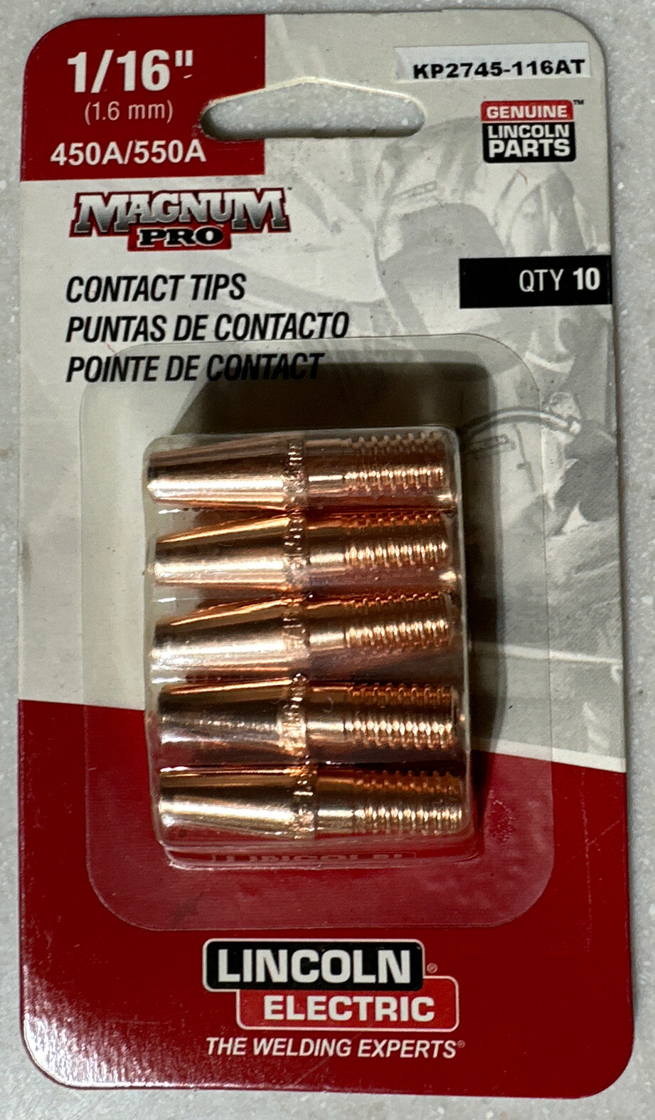 Lincoln Electric KP2745-116AT Copper Plus Contact Tip 550A 10 pack