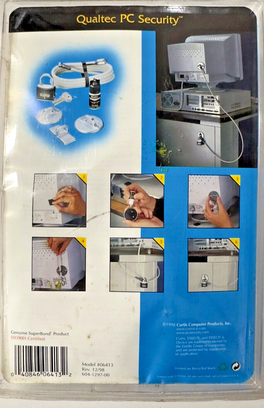 Qualtec Data Stop Theft PC Security System Lok-Kit II 06413 USA Made