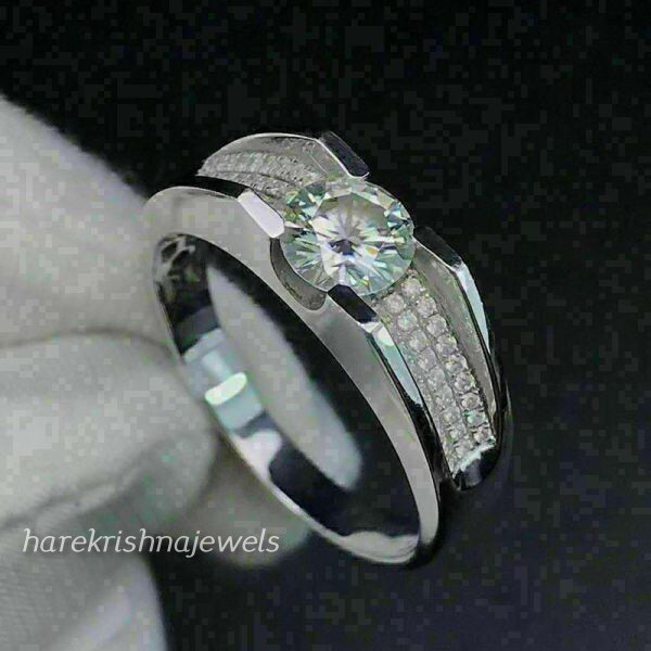 14K White Gold Over 2.55CT Round Cut Lab-Created Diamond Men's Engagement Ring