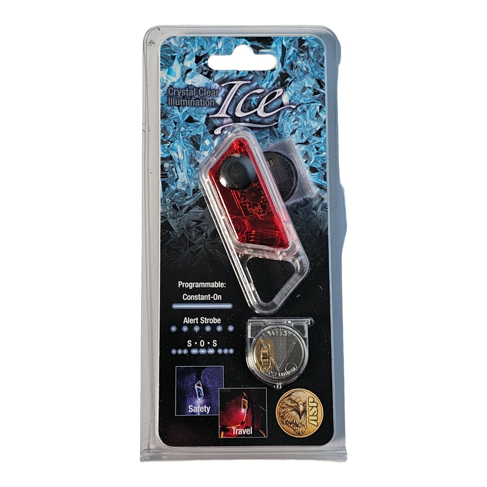 ASP Ice Clip Keychain Flashlight | Red | SOS | Safety | Travel | NEW