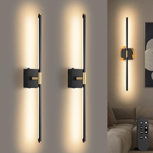 Wall Sconces Set of 2 Battery Operated, Wireless USB Rechargeable Wall Black