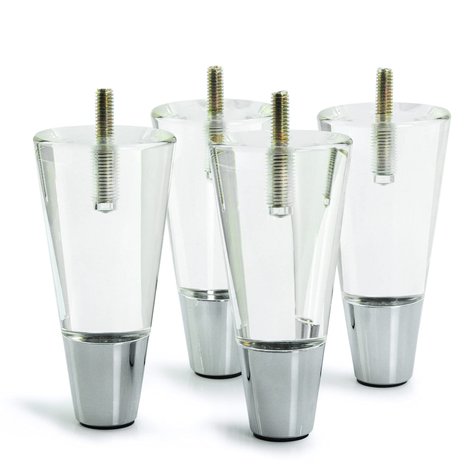 Acrylic Furniture Legs Replacement Sofa Feet Cabinet Modern Clear 4 Pack Chrome
