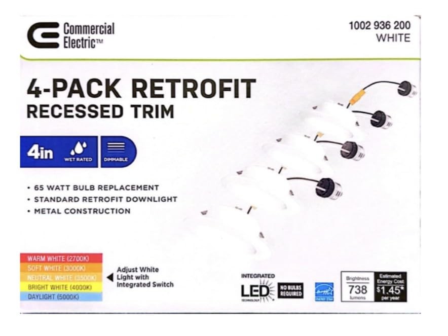 Commercial Electric (4-Pack) 4 in. Matte White Integrated LED 4 Inches