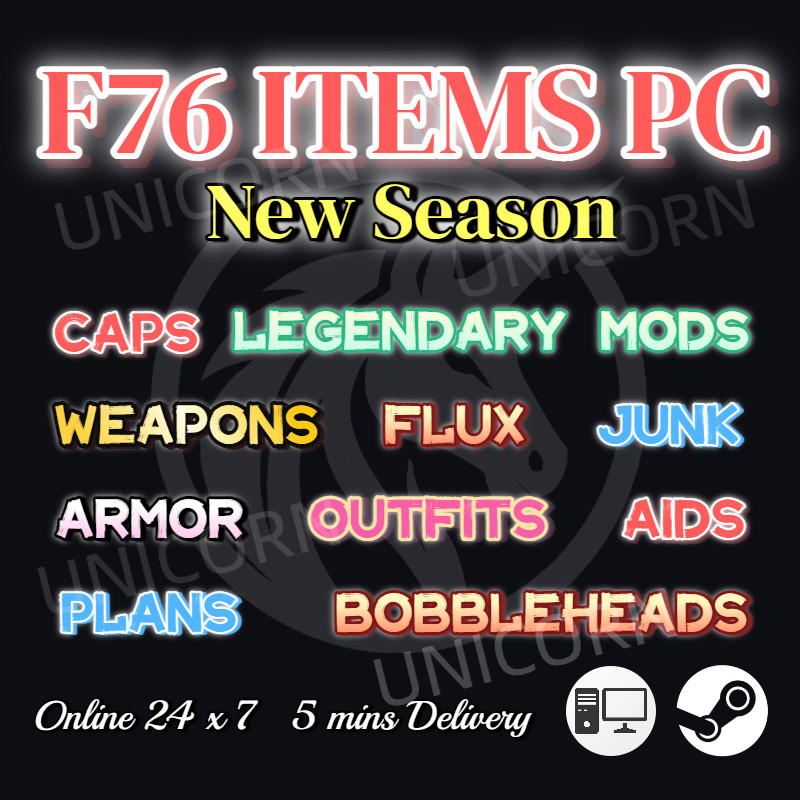 PC Fallout 76✅Caps/Junk/Legendary Mod/Power Armor/Bobblehead/Plan/Mod/Outfits✅
