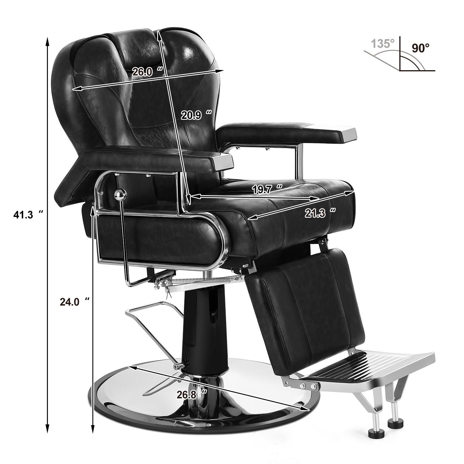 Black Reclining All Purpose Heavy Duty Barber Chair Hydraulic Salon Spa Beauty