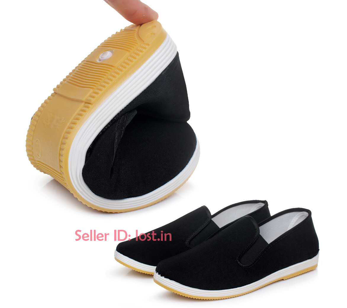 Men's Retro Chinese Martial Art Kung Fu Cloth Shoes Tai Chi Flats Casual Monk US
