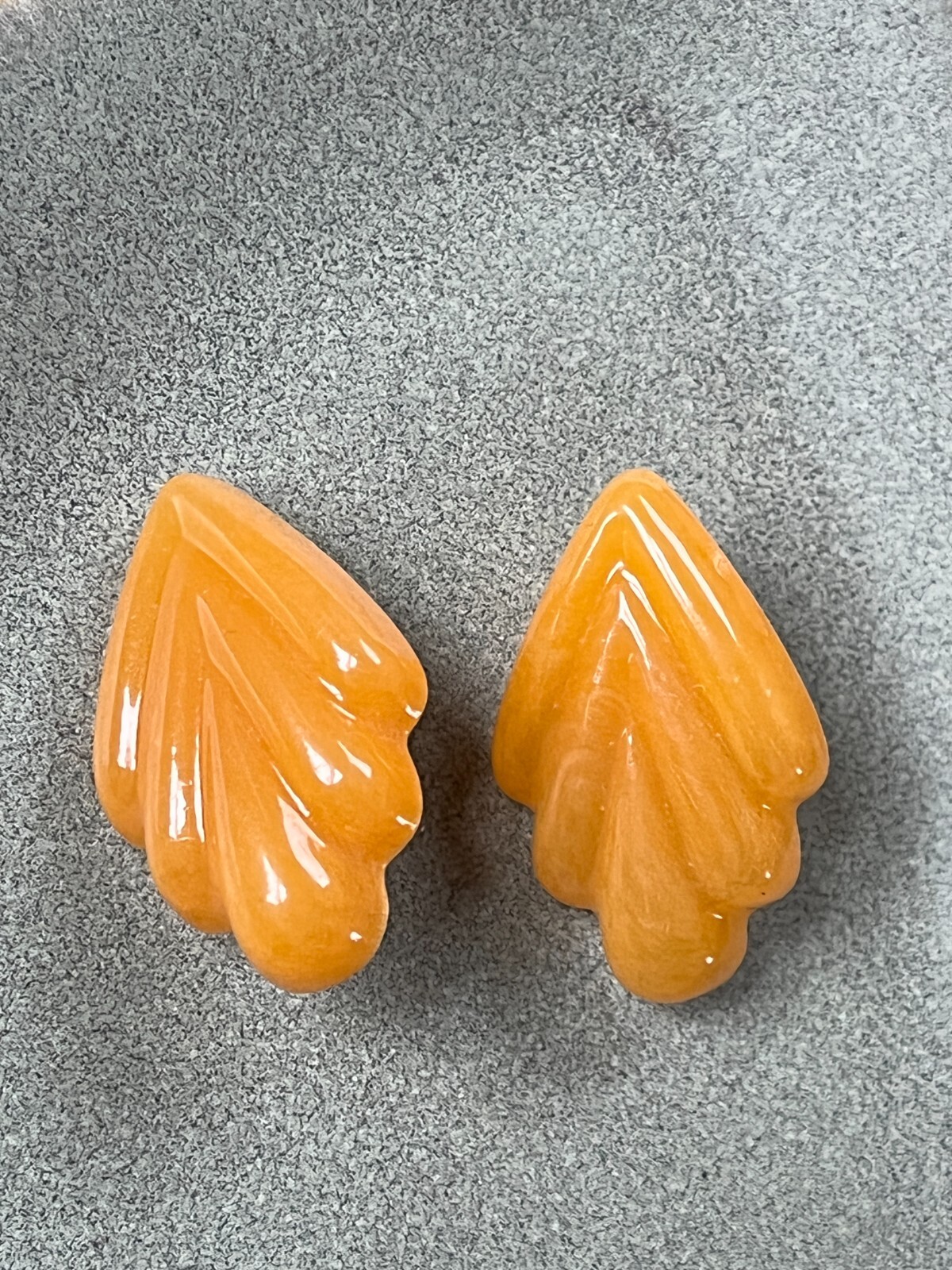 Vintage Thick Butterscotch Plastic Fan Post Earrings for Pierced Ears –