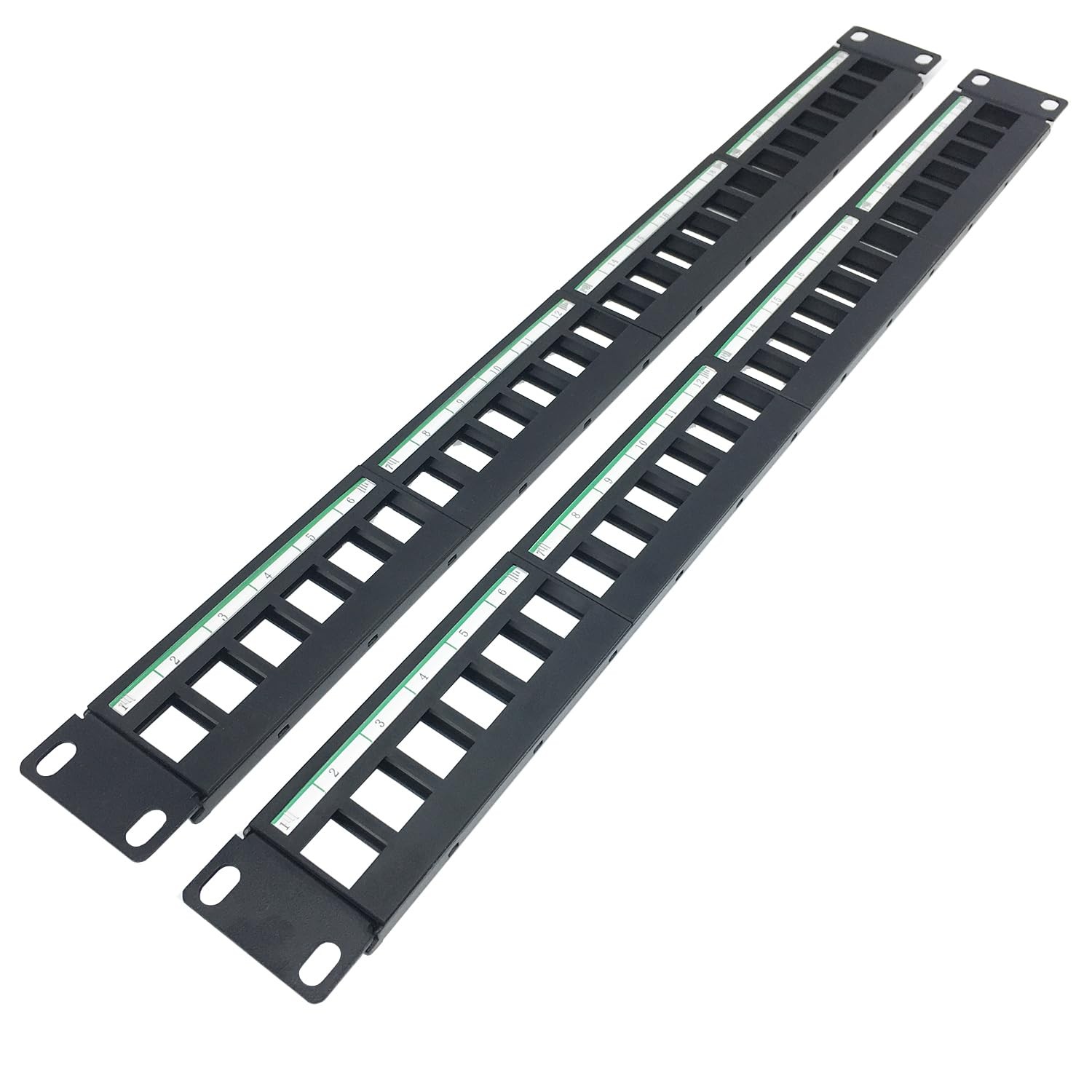 2 Pack of 1U Patch Panel 24-Port Blank Keystone, 1U 19" Rackmount Housing for...