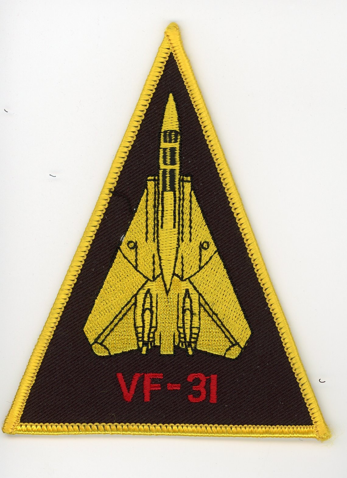 PATCH USN F-14 TOMCAT TRIANGLE VF-31 TOMCATTERS BLACK IRON ON PARCHE