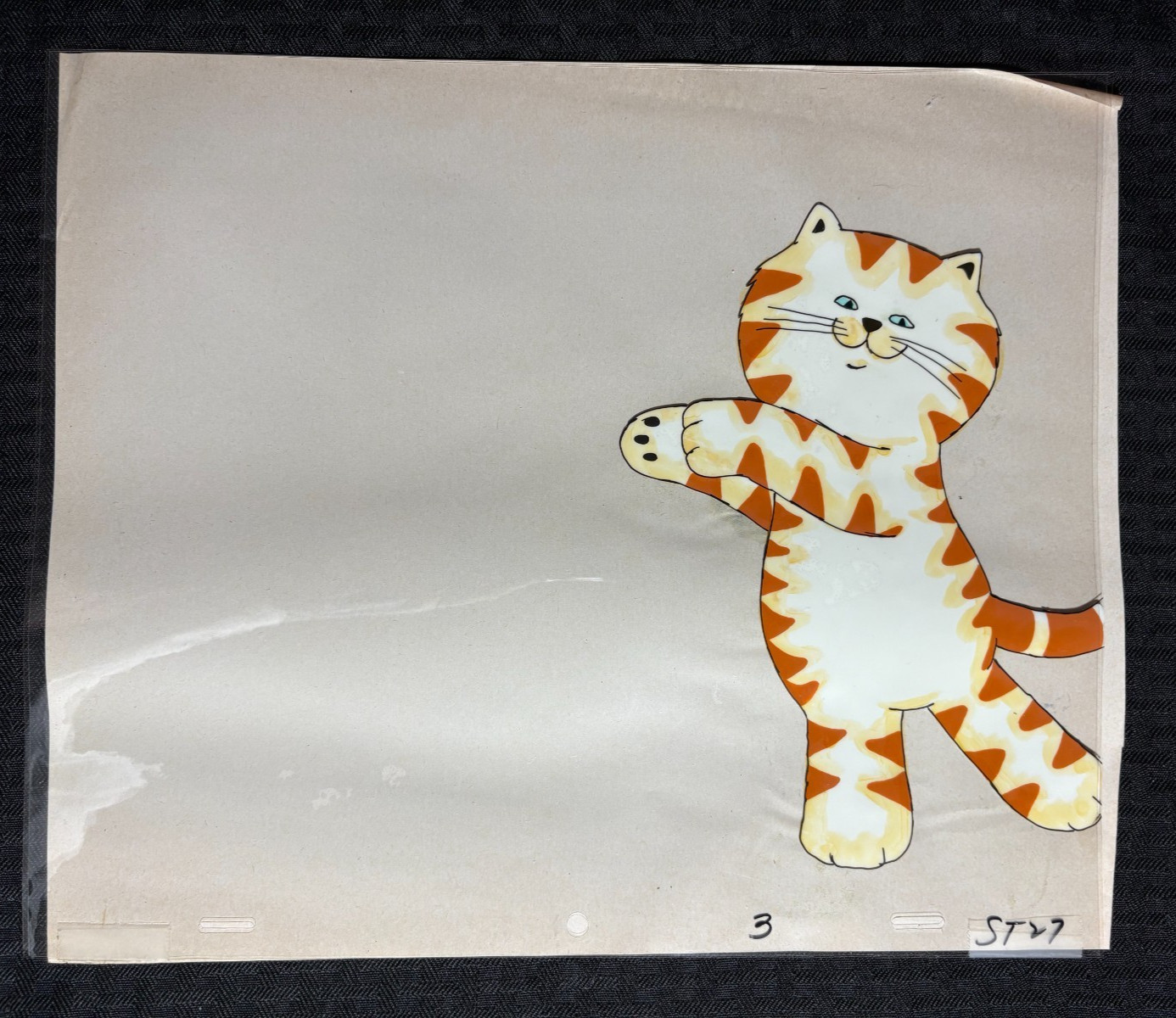 1980's GOOD MEWS Cat Food 12.5x10.5" Animation Cel SC3 ST-27 Orange & White Cat