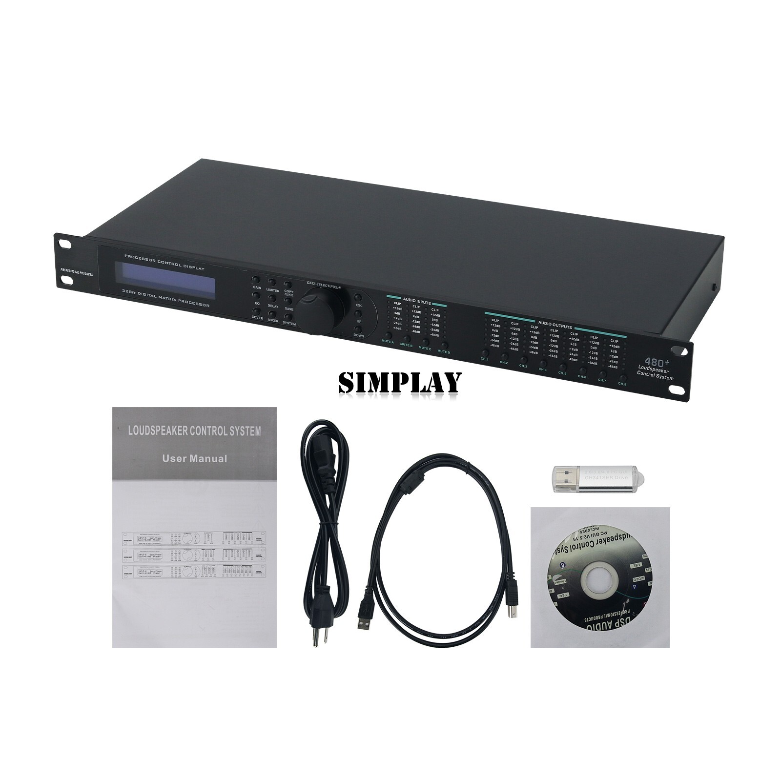 Professional 4-Ch Audio Effector 4-IN 8-OUT Stage Performance  Audio Processor