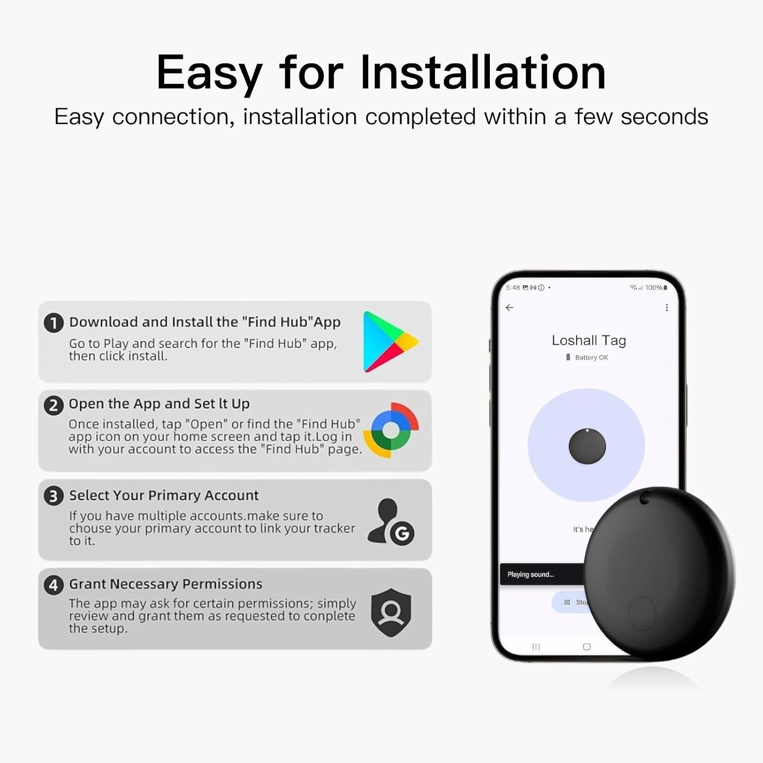 RAINDROPS Air Tracker Tags for Android, Air Tags-4 Pack Bluetooth Tracker Works