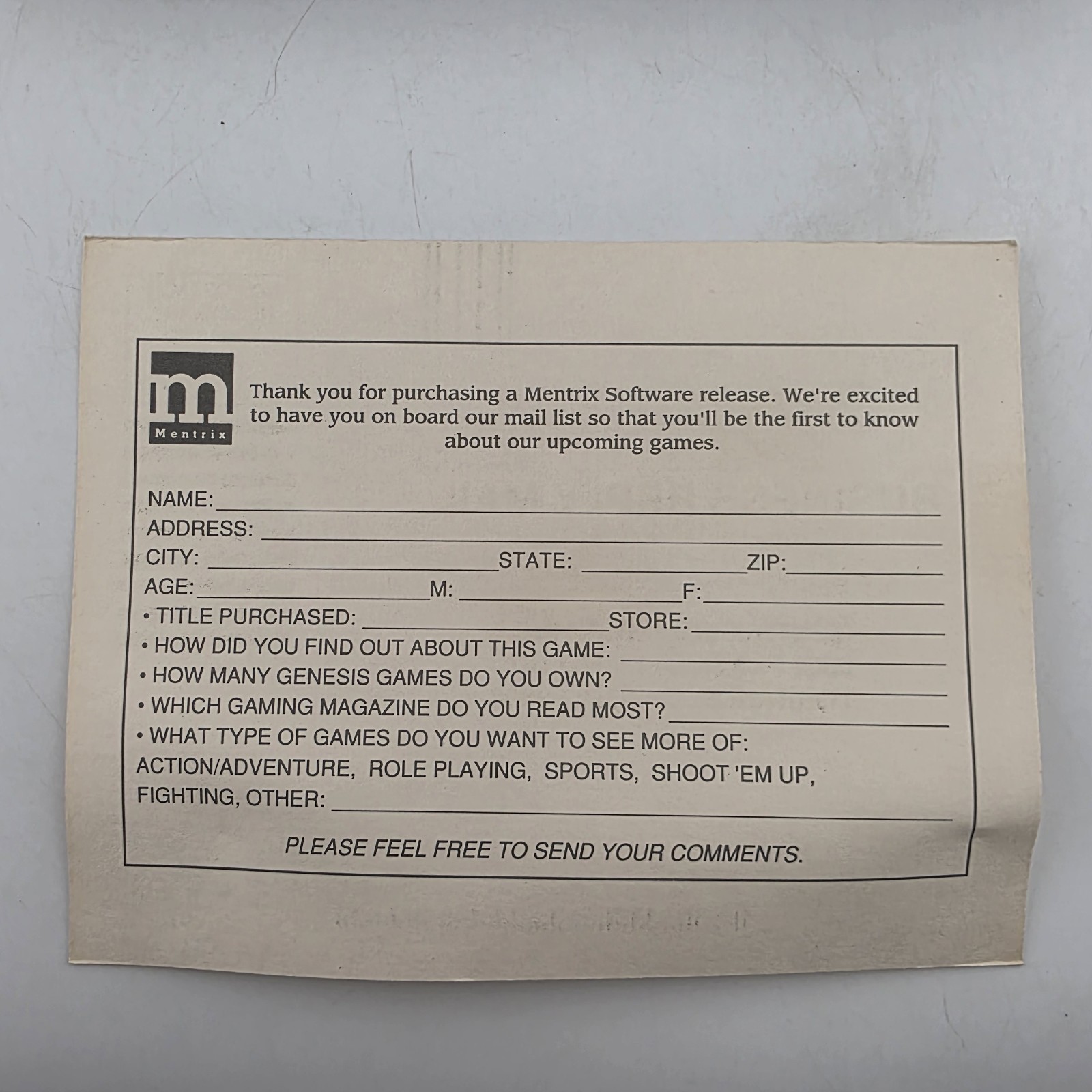 Caliber 50 Case (SEGA Genesis) Authentic BOX + Registration Card ONLY