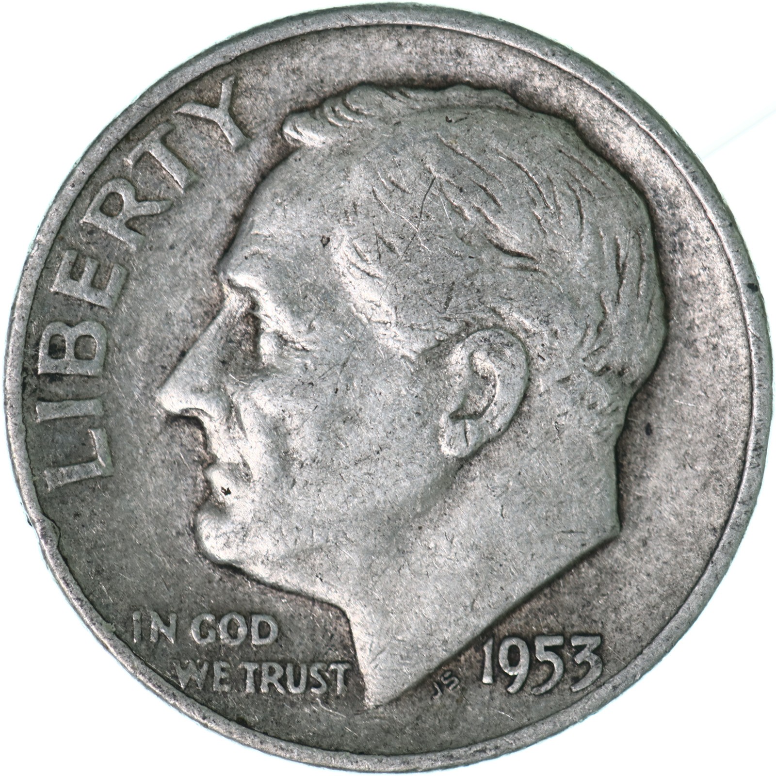 1953 D Roosevelt Dime 90% Silver Very Fine VF See Pics I755