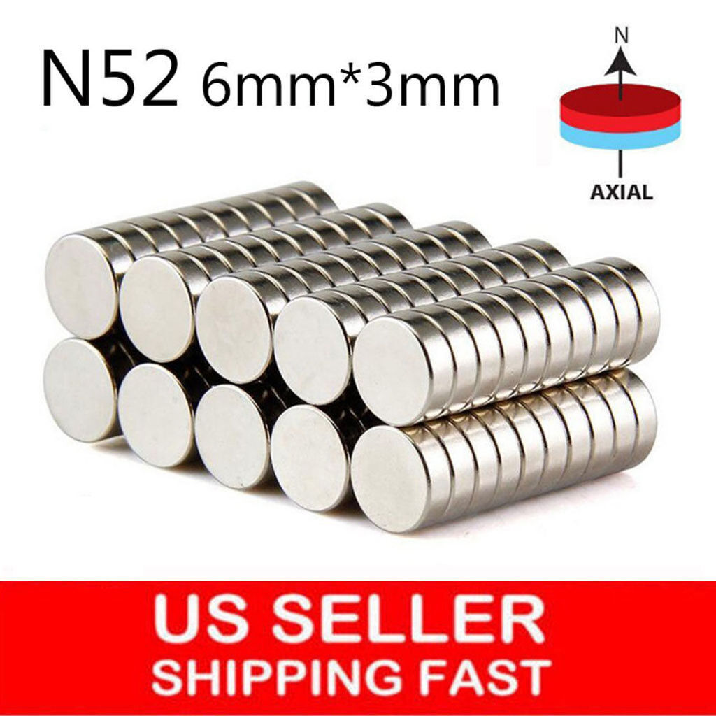 20 50 100 200pc 6mm x 3mm 1/4"x1/8" N52 Strong Disc Rare Earth Neodymium Magnet