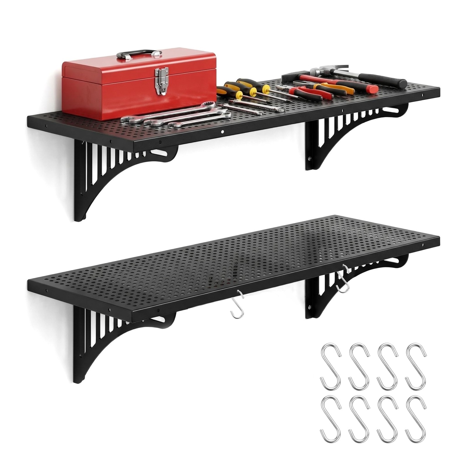 Amuya 2 Pack 3.8 FT x 1.4 FT Heavy Duty Garage Wall Shelving, 530+ lbs Load C...