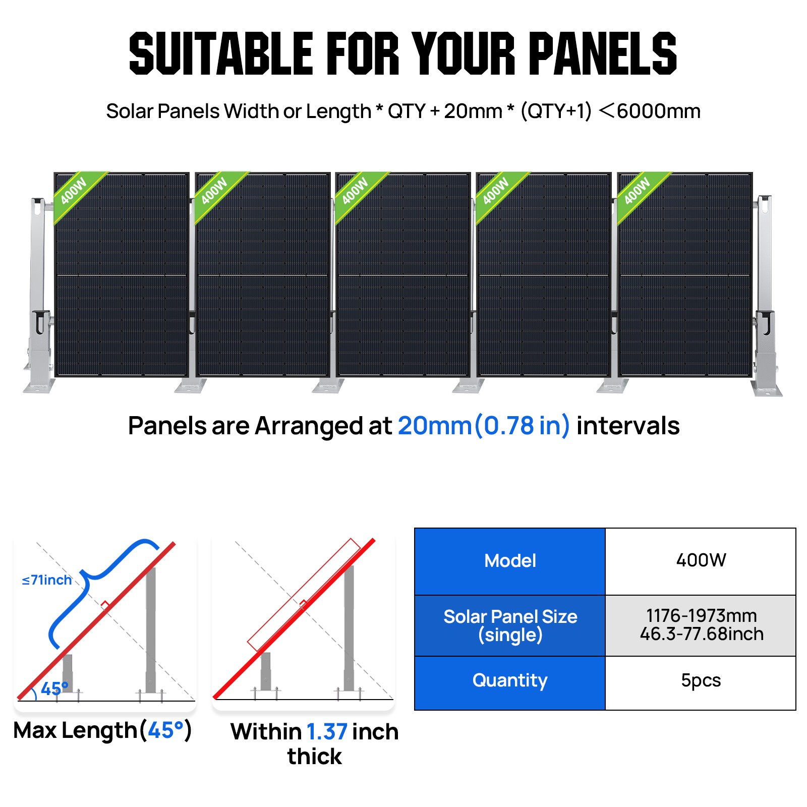 ECO-WORTHY Solar Panel Mounting Brackets Kit System for 4PCS Panels