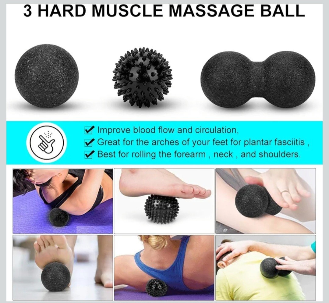 Foam Roller Set Back Roller, Roller Stick,2 Foot Fasciitis Ball Stretching Strap