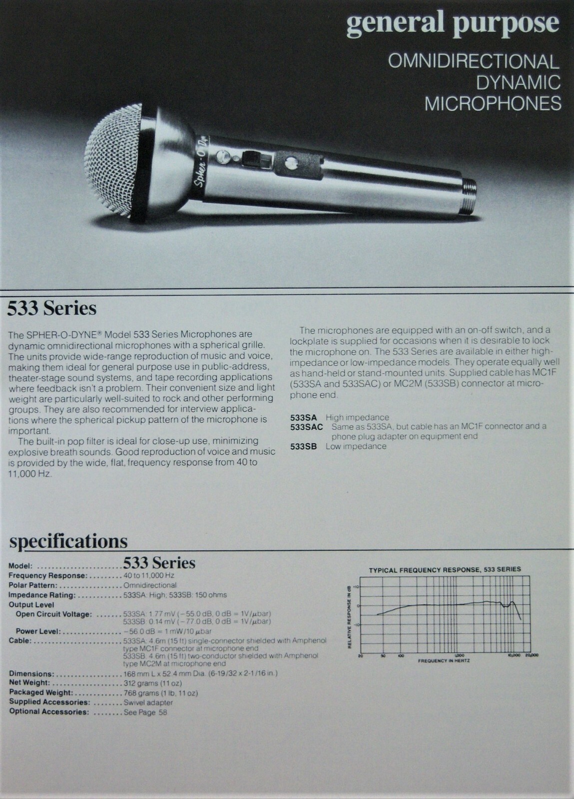 Vintage 1970's Shure PE53 / 533SA dynamic microphone Hi Z harp w accessories # 2