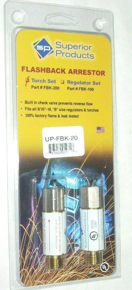 Superior FBK-200 Torch-Hose Flashback Arrestor Set Cutting Welding B Size USA