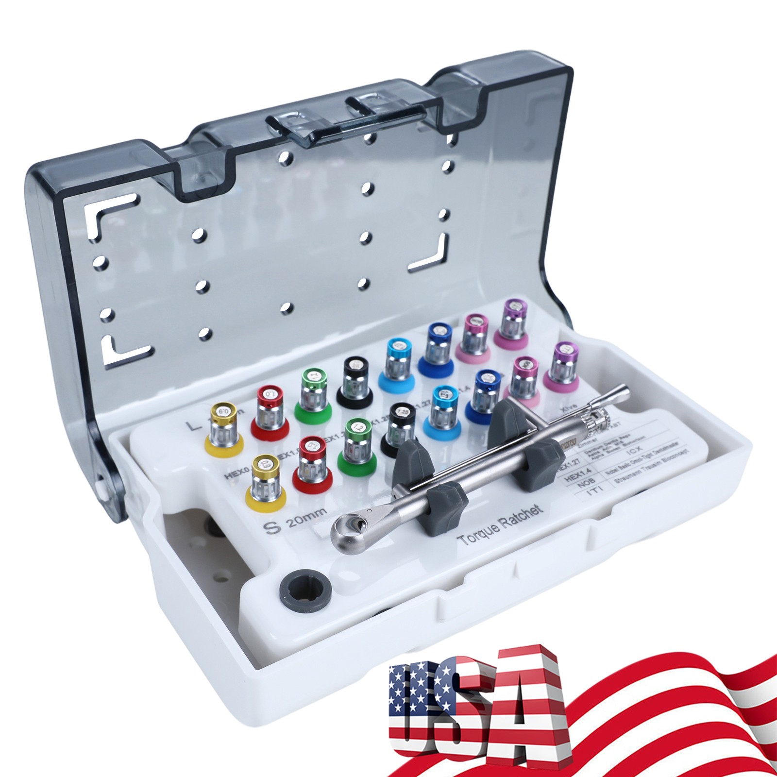Dental Universal Implant Prosthetic Kit Torque Wrench Screw Drivers Remover +Box
