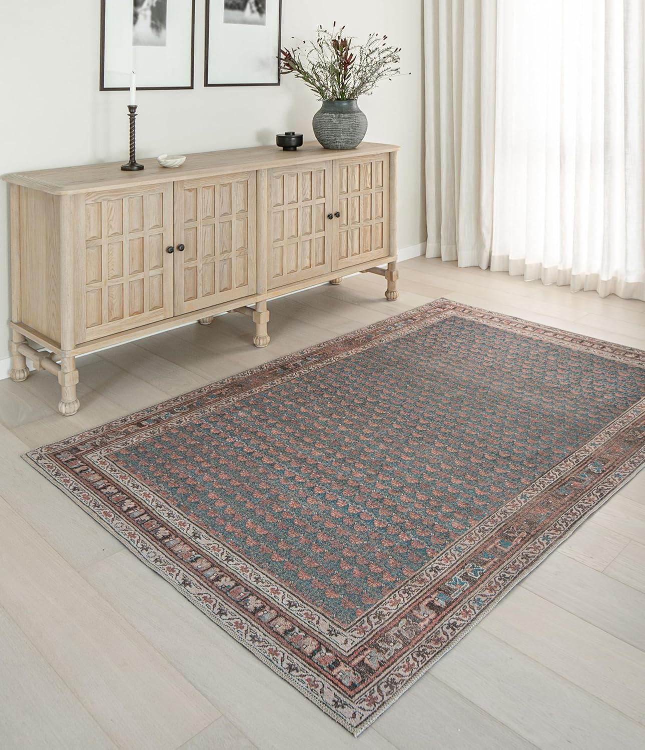 Knot Again 5’ X 8’ Area Rug – Clay & Mineral Blue Heritage Flatweave, Low-Pile –