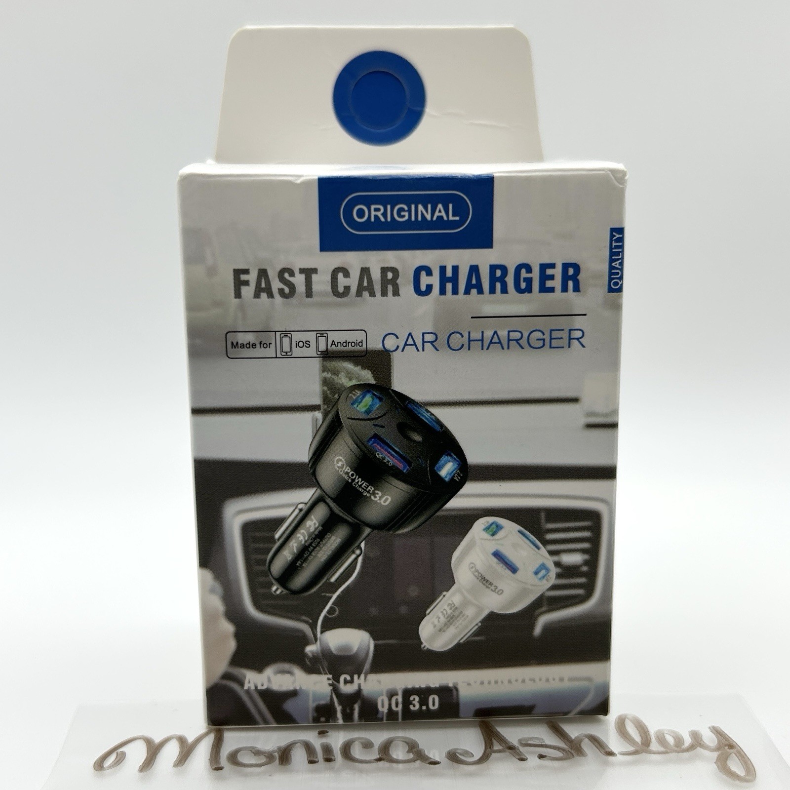 New Quick Charge Dual Port USB-C 3.0 Car Charger Cigarette Lighter, Black 12-32V